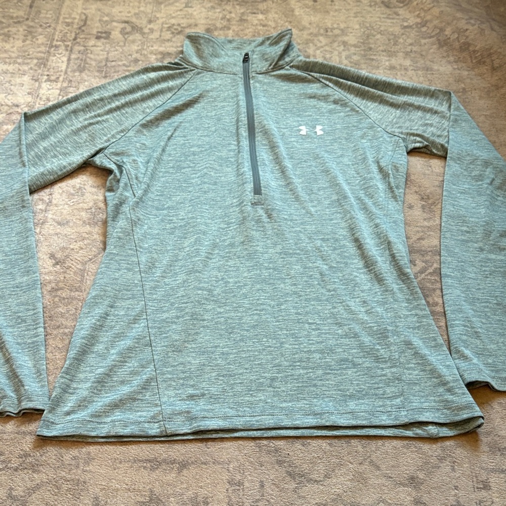 Under Armour Heathered Green Quarter-Zip Pullover